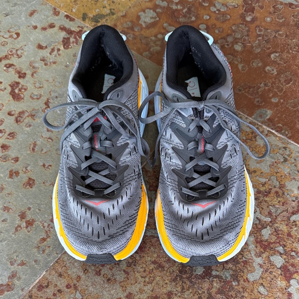 Hoka Mens Gray Gaviota 4 Athletic Trail Running Hiking Shoes Sz US 9.5